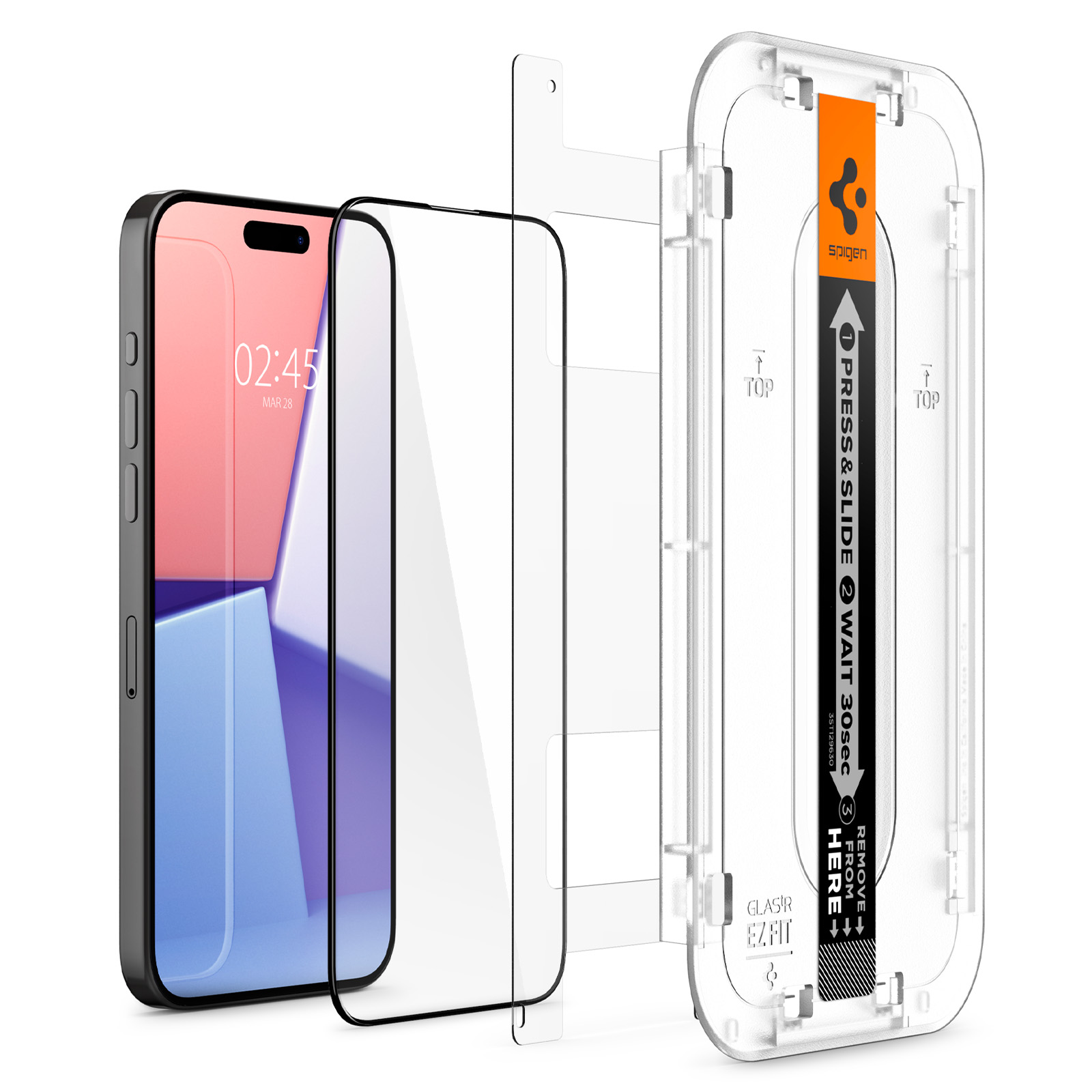 Szkło hartowane Spigen Glas.tr EZ Fit FC 1-Pack z ramką aplikacyjną do Apple iPhone 15 Pro